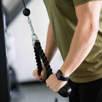 Thumbnail for Tricep Rope Attachment in use with a pulley. Man doing Tricep pull down.