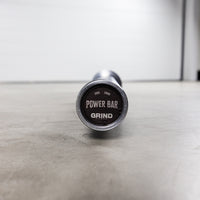 Thumbnail for GRIND Power Bar endcap with weight, bar name, and brand logo