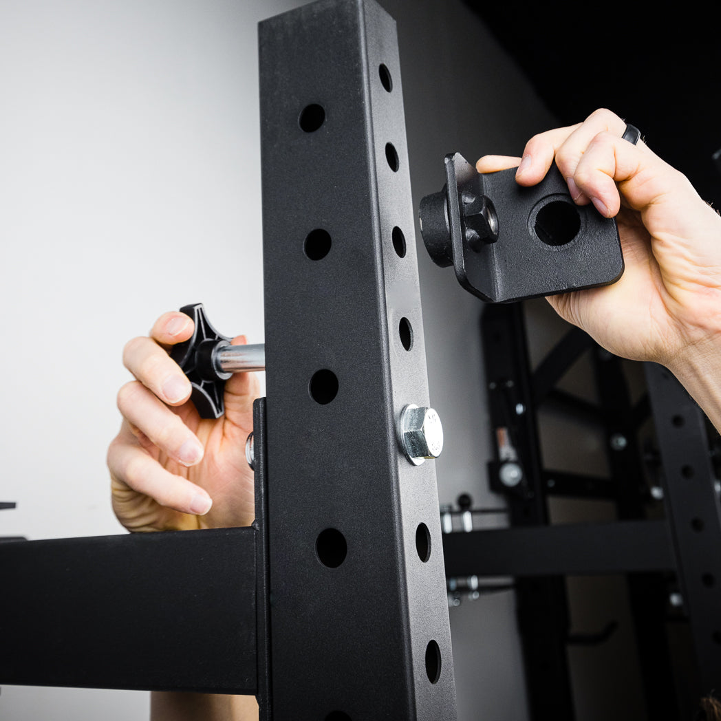 Close up of adjustable pull-up bar functionality