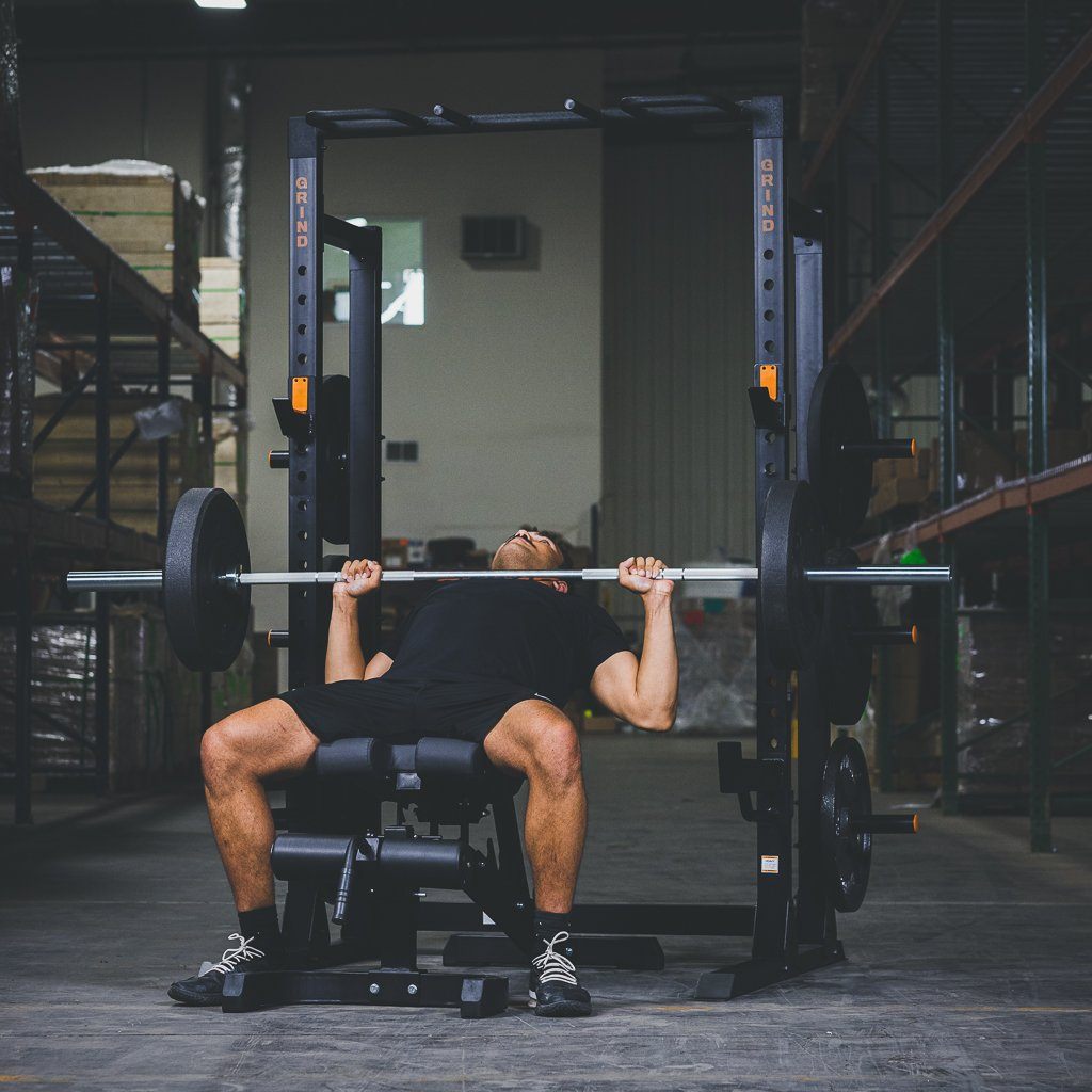 Incline Press on The GRIND Fitness Incline/Decline Bench