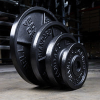 Thumbnail for Vertically Standing The GRIND Fitness Cast Iron Weight Plates Ascending in Weight