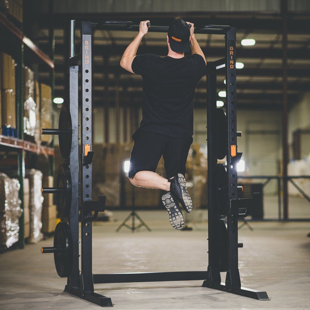 Performing a Pull Up on The GRIND Fitness Chaos4000 Half Rack