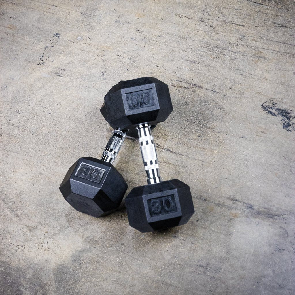 The GRIND Fitness Rubber Hex Dumbbells 30lbs