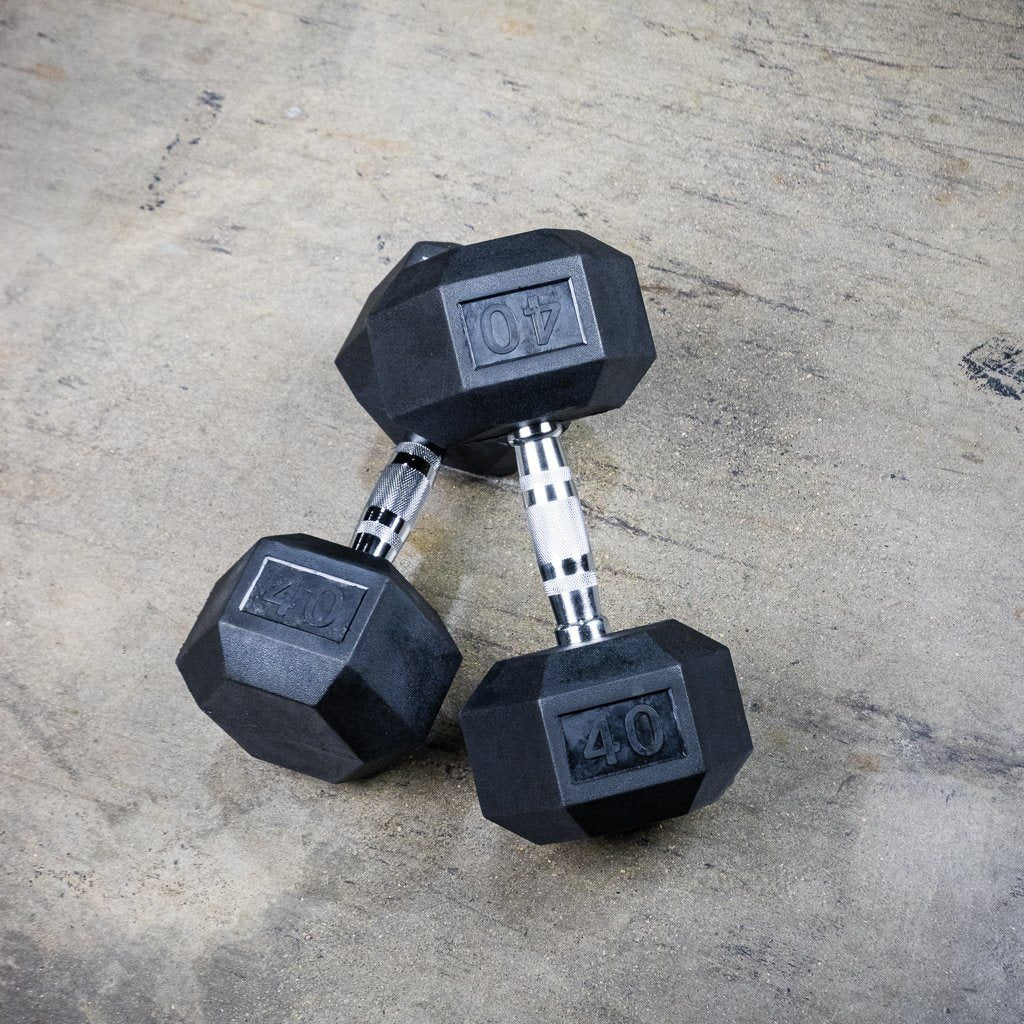 The GRIND Fitness Rubber Hex Dumbbells 40lbs
