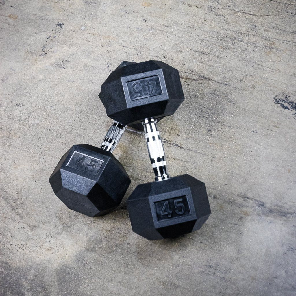 The GRIND Fitness Rubber Hex Dumbbells 45lbs