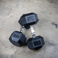 Thumbnail for The GRIND Fitness Rubber Hex Dumbbells 65lbs