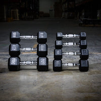 Thumbnail for The GRIND Fitness Rubber Hex Dumbbells Lightweights Stacked
