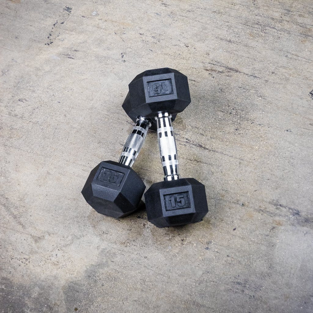 The GRIND Fitness Rubber Hex Dumbbells 15lbs