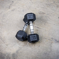 Thumbnail for The GRIND Fitness Rubber Hex Dumbbells 15lbs