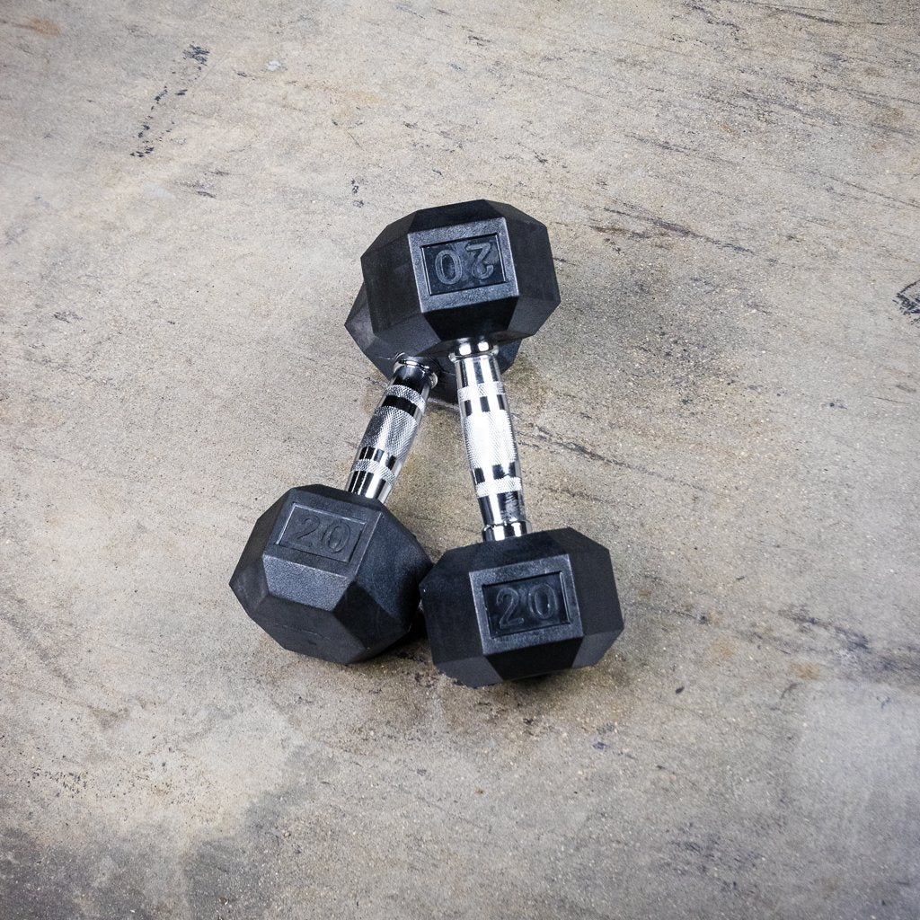 The GRIND Fitness Rubber Hex Dumbbells 20lbs