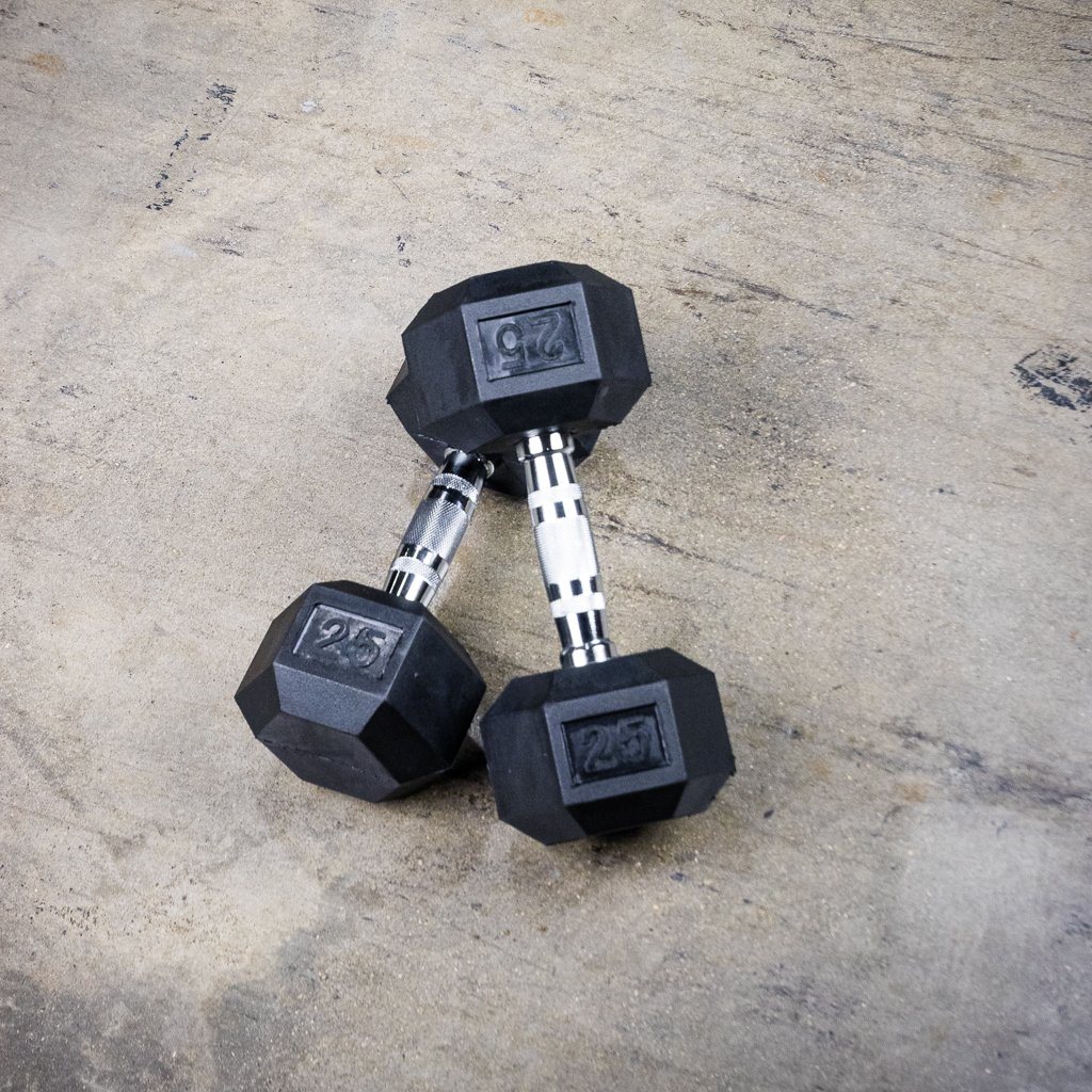 The GRIND Fitness Rubber Hex Dumbbells 25lbs